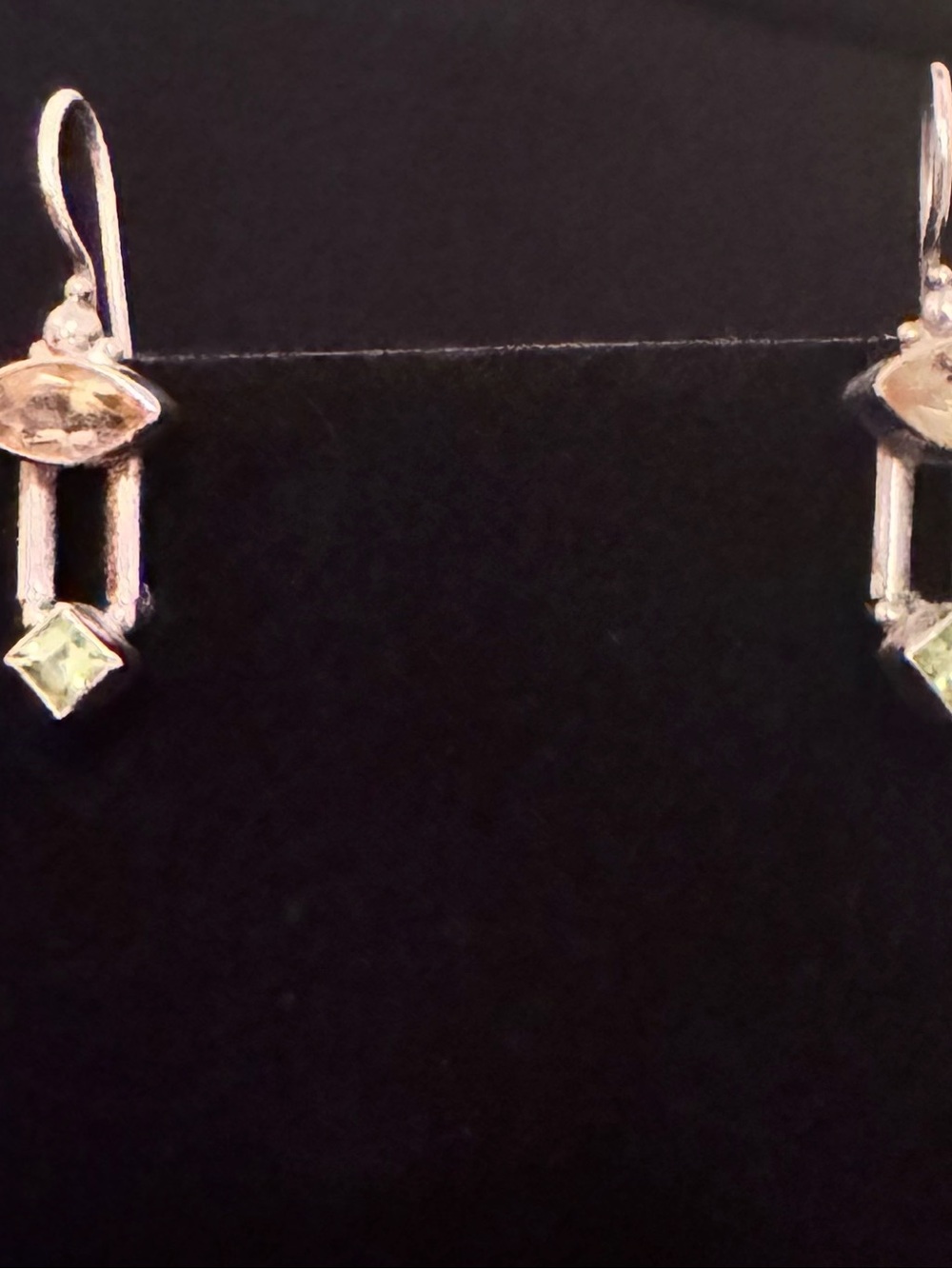 Sterling Silver Green Gem Drop Earrings